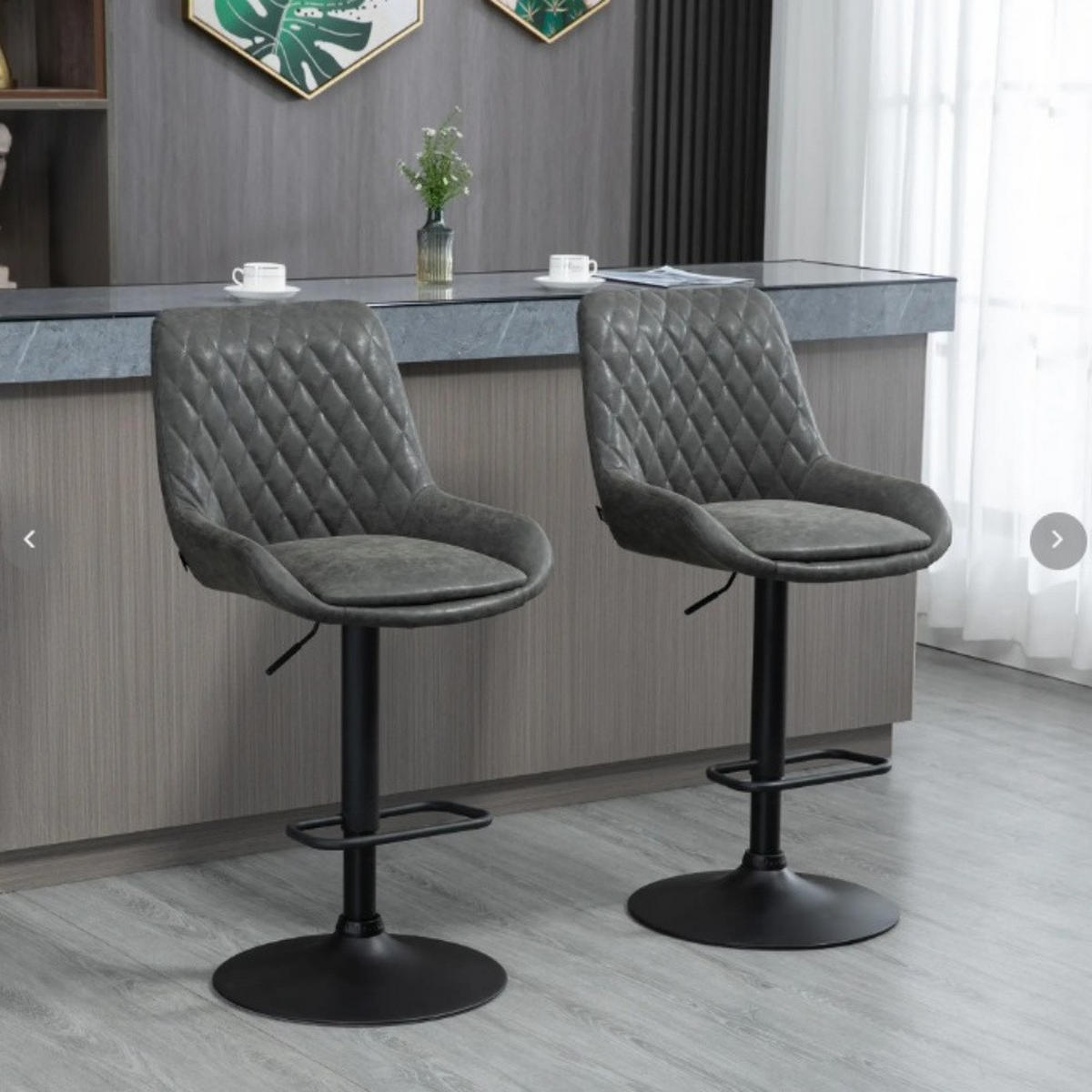 BARHOCKER höhenverstellbar 2er-Set Dark Gray - Dunkelgrau, Metall (59/117/51cm) - Meubliv