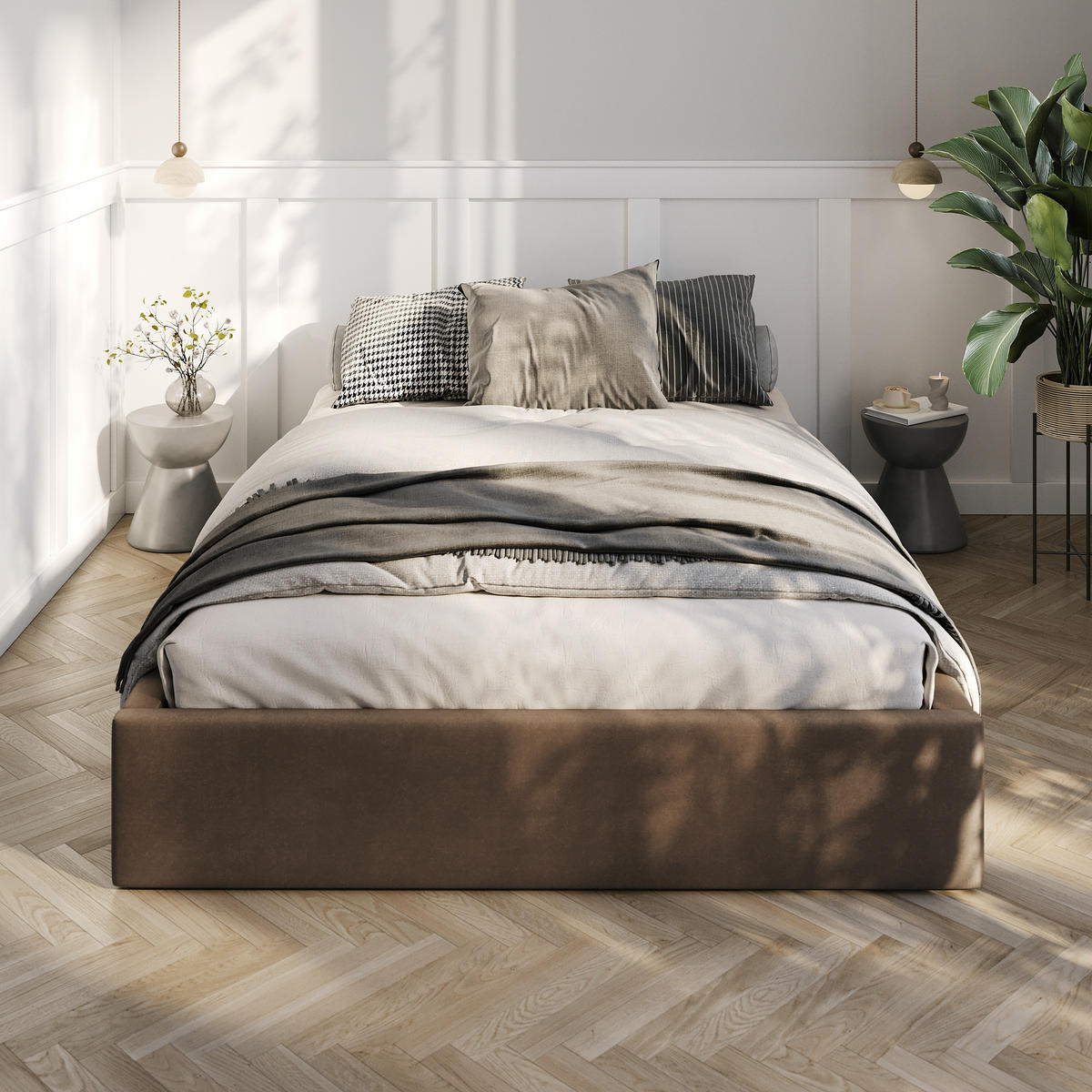 POLSTERBETT 140x200cm Bett mit Stauraum Lattenrost Braun - Braun, Holz/Holzwerkstoff (140/200cm) - Muralo