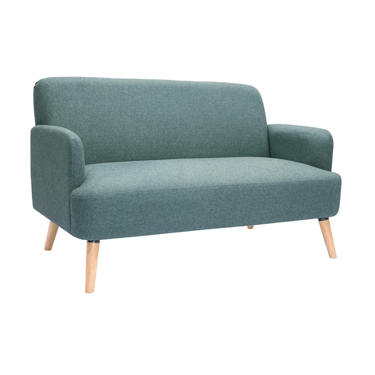 SOFA 2-Sitzer GrÙngrauer Stoff Helles Holz ISKO - Blaugrau, Textil (131/81/76.5cm) - Miliboo