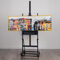 GEMÄLDE Kleinstadt Schattenfugenrahmen Gelb 150x50 cm - Gelb, Holz (150/50cm) - YS-art gallery
