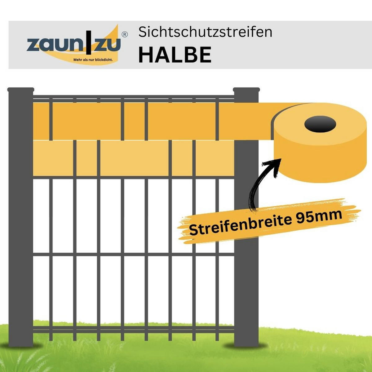SICHTSCHUTZSTREIFEN Premium Halbe Set Einzelstreifen Grün 2,55m - Grün, Kunststoff (255/9.5cm) - ZAUN|ZU
