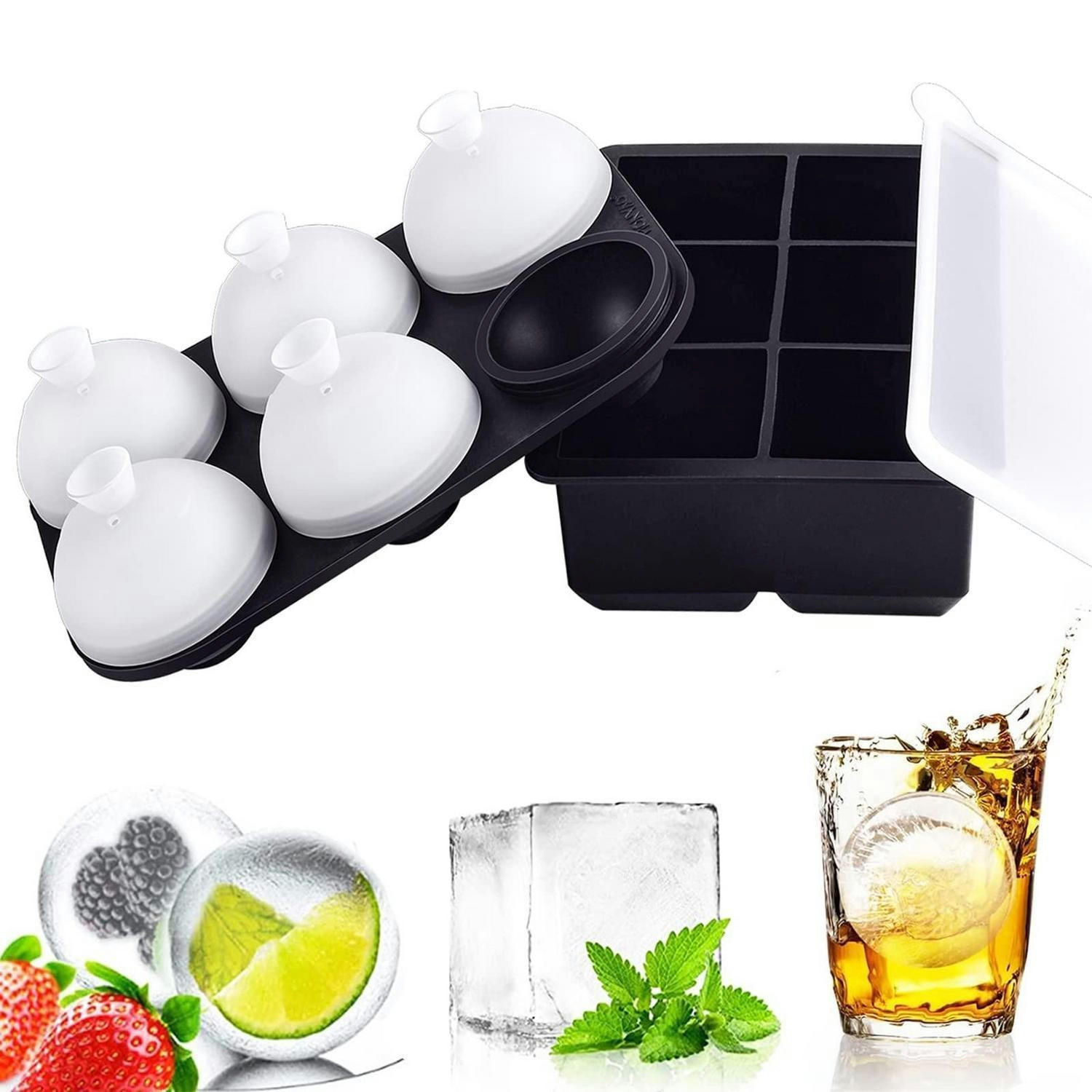 EISWÜRFELFORM Set mit Deckel 6x Kugel 5cm + 6x Würfel 5cm - Multicolor, Kunststoff (12/6/17.5cm)