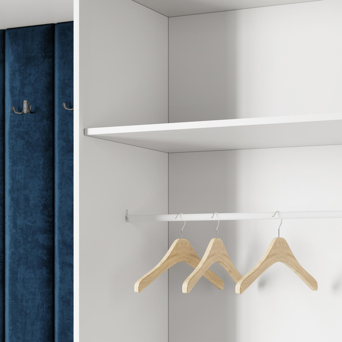GARDEROBENSCHRANK REMA 150/240/60 cm Modern Garderobe-Set Weiß - Blau/Weiß, Holzwerkstoff (150/240/60cm) - MASSENO