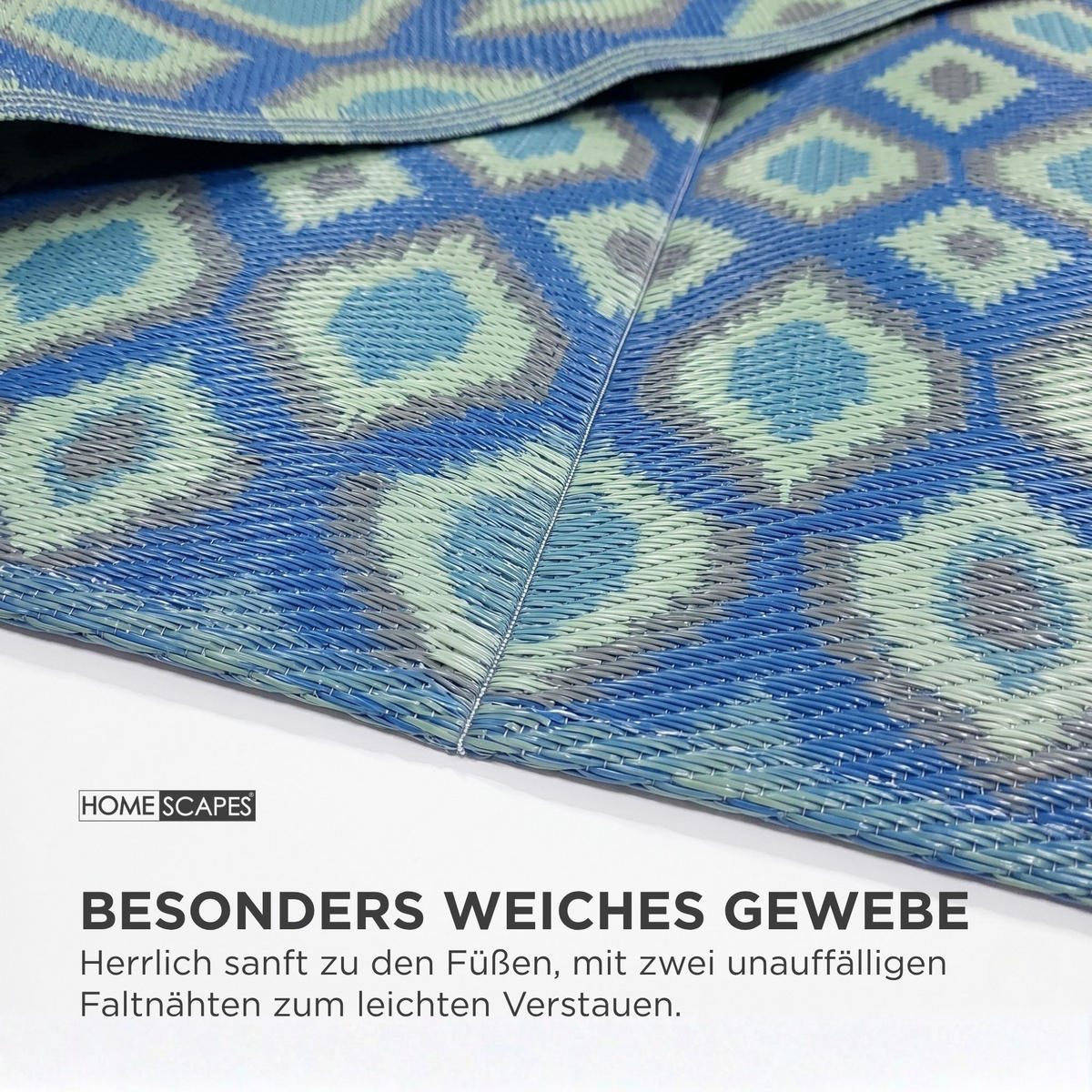 OUTDOORTEPPICH Amber mit Ethno-Muster 150/240 cm - Blau, Kunststoff (150/240cm) - Homescapes