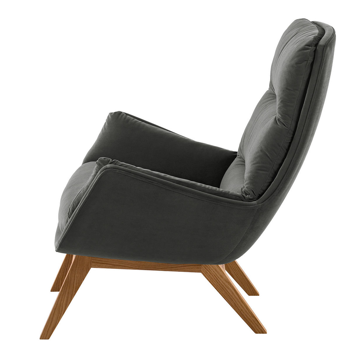 SESSEL mit Holzfüßen - Eichefarben/Grün, Eichenholz/Holz (83/95/97cm) - home24