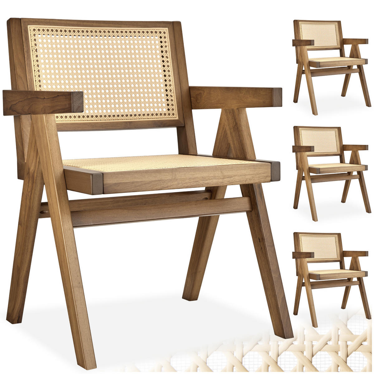ARMLEHNSTUHL 4er Set Lissy,59 x 56,5 x 82,5 cm, Belastbarkeit 120 kg,Eiche hell - Eichefarben, Holz (59.5/82.5/56.5cm) - tectake