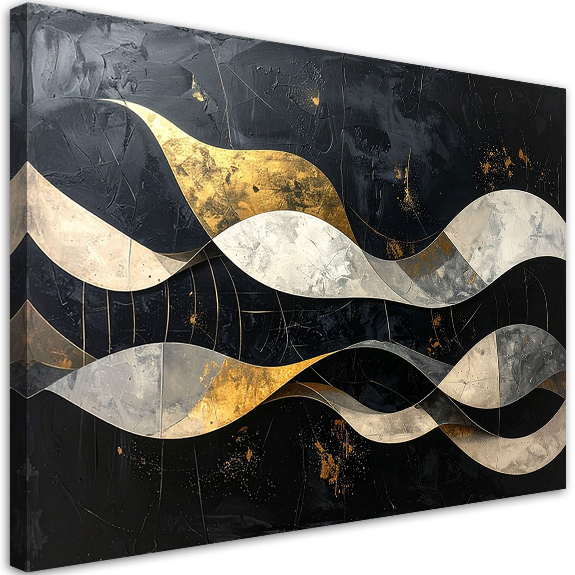 Feeby Leinwandbild Schwarz 90x60 cm