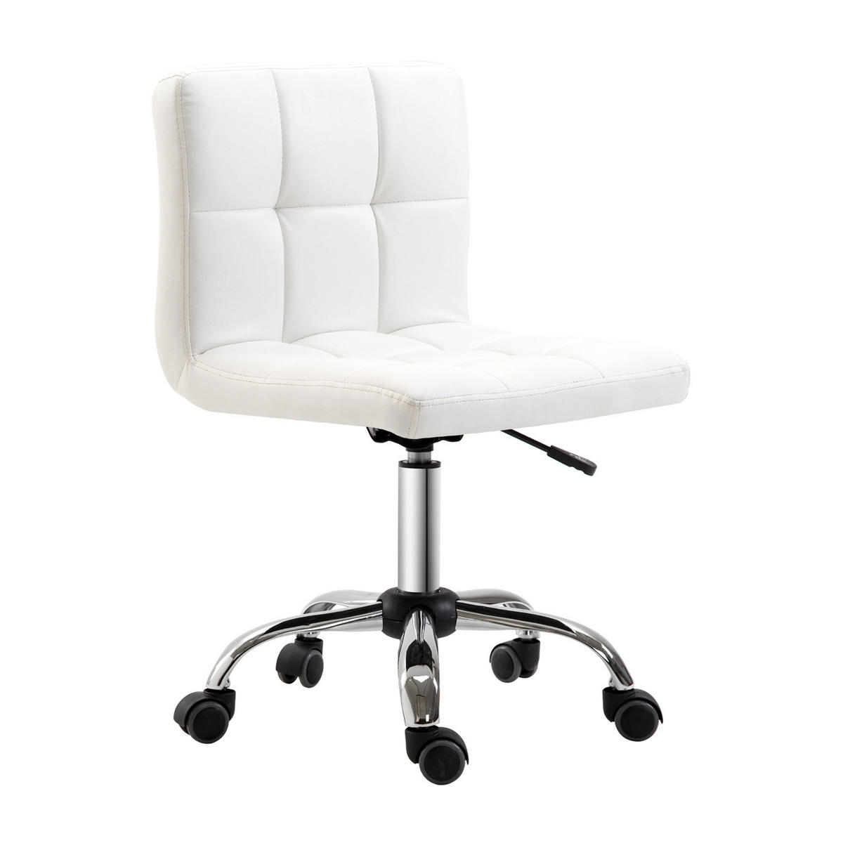 BÜROSTUHL, Drehstuhl, Kunstleder, Stahlstruktur, 5 Räder, gepolstert, Weiß - Weiß, Leder (46/92/51cm)
