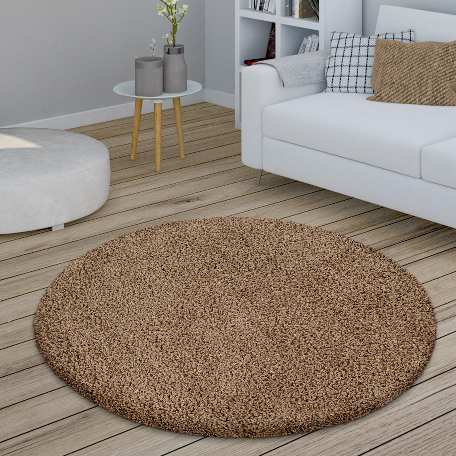 HOCHFLORTEPPICH 120/120 cm Sky 250 - Beige, Textil (120/120cm) - Paco Home