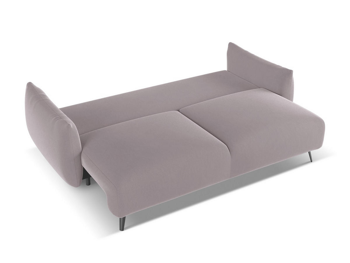 3-SITZER SOFA mit Schlaffunktion Chenille Stoff Grau - Silberfarben/Schwarz, Kunststoff/Textil (216/86/105cm) - Makamii