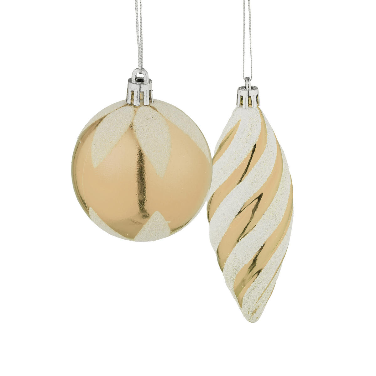 72-TLG.WEIHNACHTSKUGELN-SET - Creme, Kunststoff (38/24/12cm) - Relaxdays