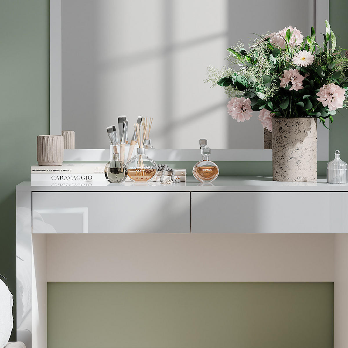 TOALETNÍ STOLEK Annabelle Bílá vysoký lesk/bílá - bílá/vysoce lesklá bílá, kompozitní dřevo (110/75.5/50cm) - Vicco