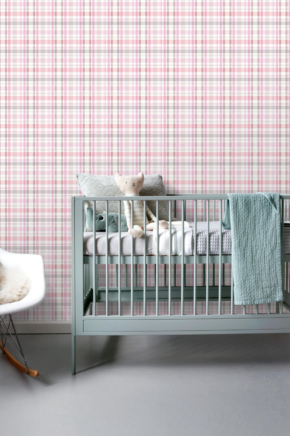 TAPETE Karomuster 53 cm x 10.05 m - Pink, Papier (53/1000cm) - ESTAhome