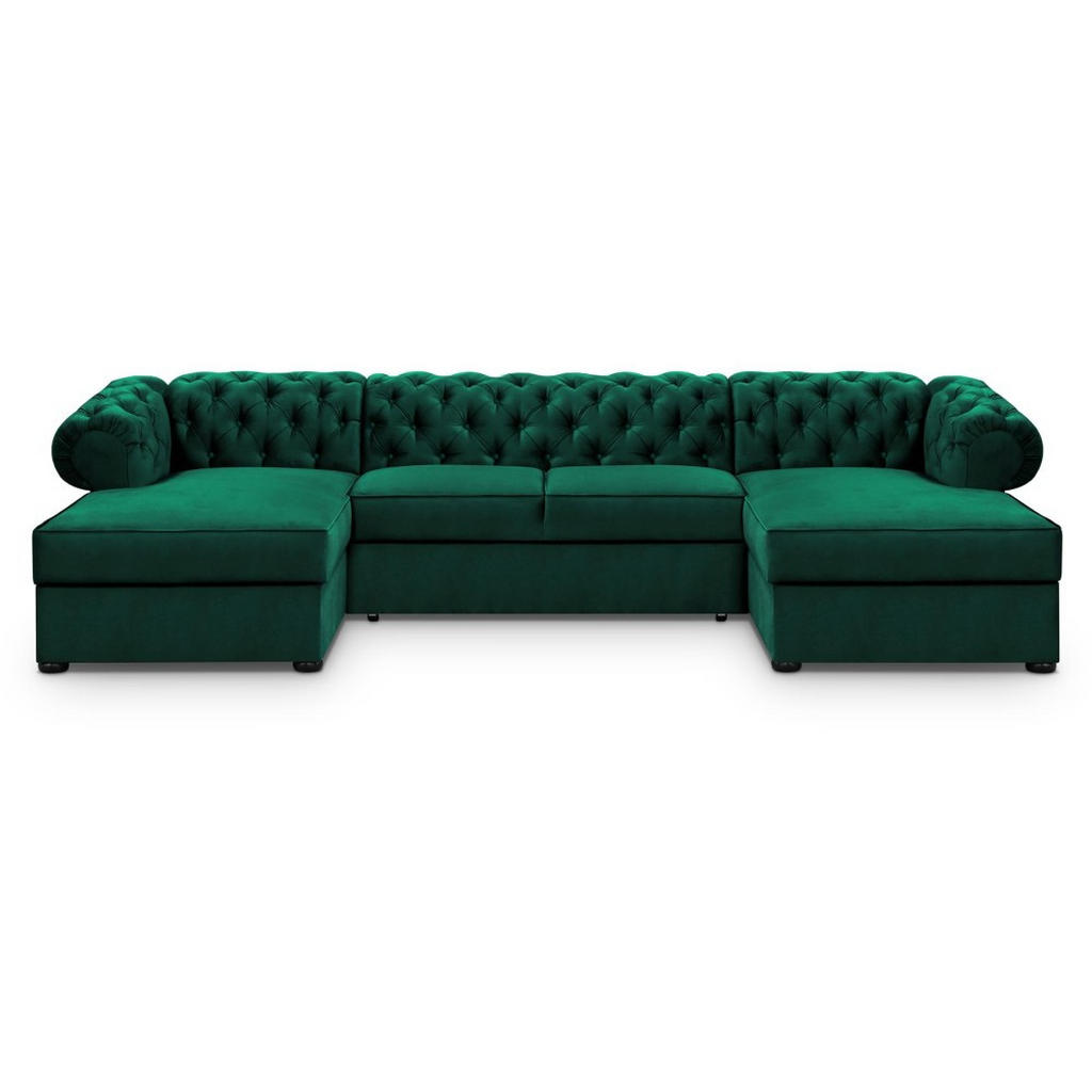 Thumbnail - Beautysofa Wohnlandschaft, Dunkelgrün, Textil, 348x81x174 cm, Wohnzimmer, Sofas & Couches, Wohnlandschaften, Wohnlandsch...