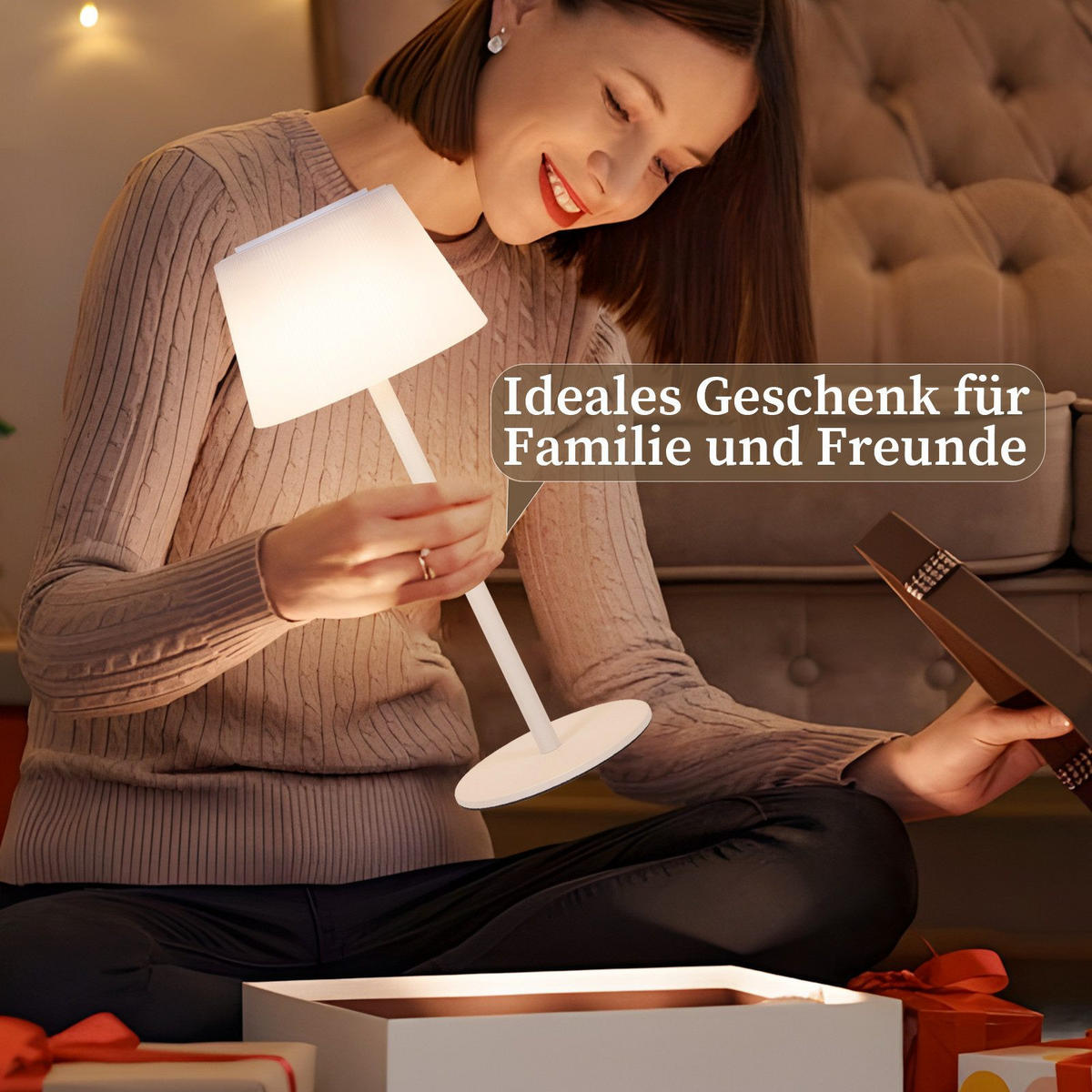 LED stolní lampa Abdank 13/13/30,5cm - bílá, plast (13/13/30.5cm) - Nettlife