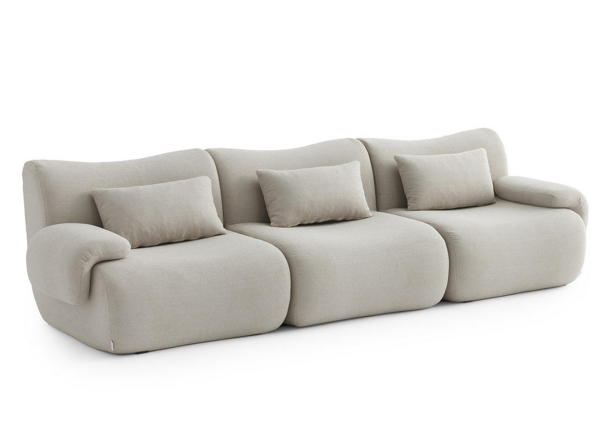 3-SITZER-SOFA Bouclé-Stoff Steinbeige - Greige, Textil (281/73/95cm) - MILYsofa
