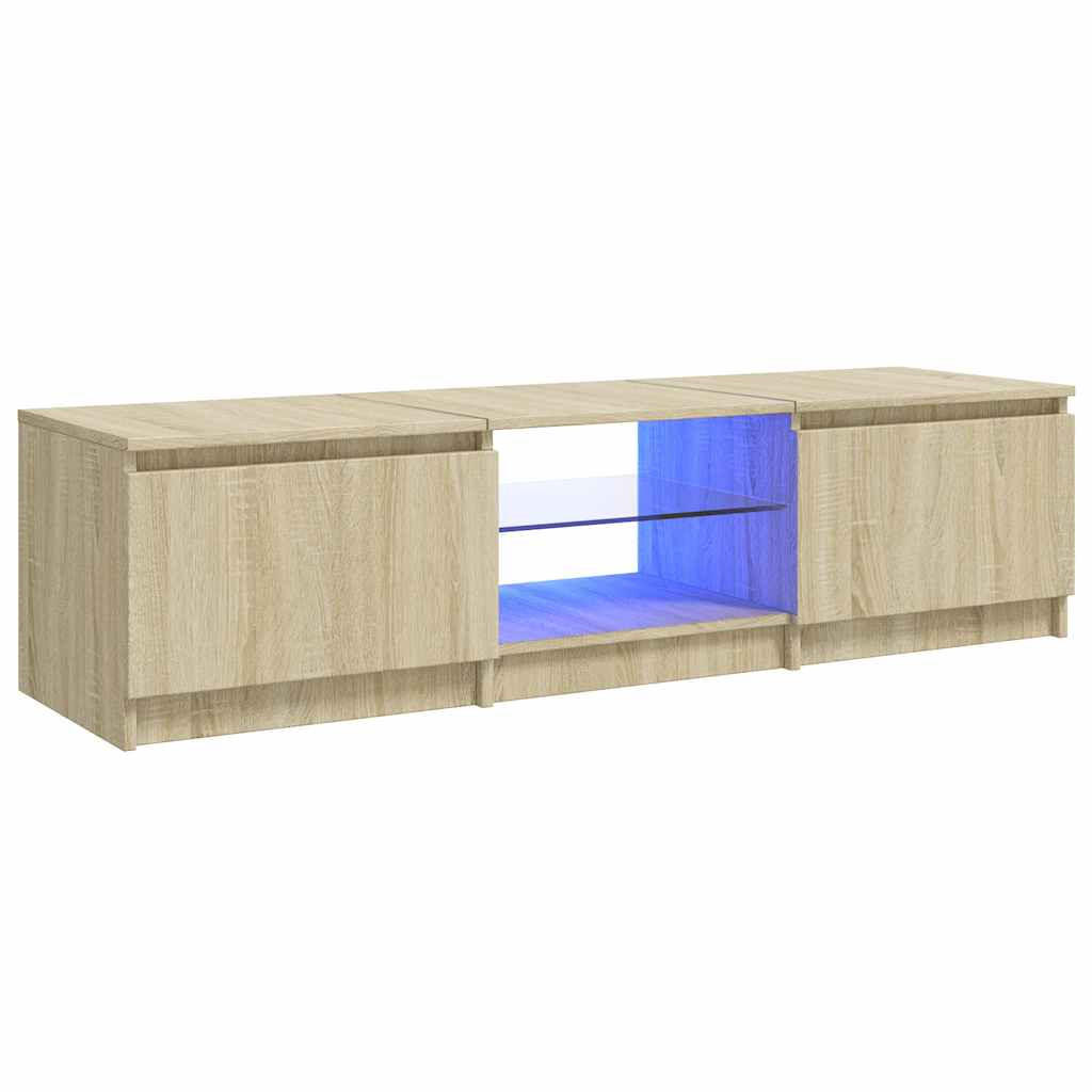 LOWBOARD mit Led-Leuchten 140/40/36 cm aus Holzwerkstoff in Sonoma-Eiche Dekor - Sonoma Eiche, Holz (140/36/40cm) - vidaXL