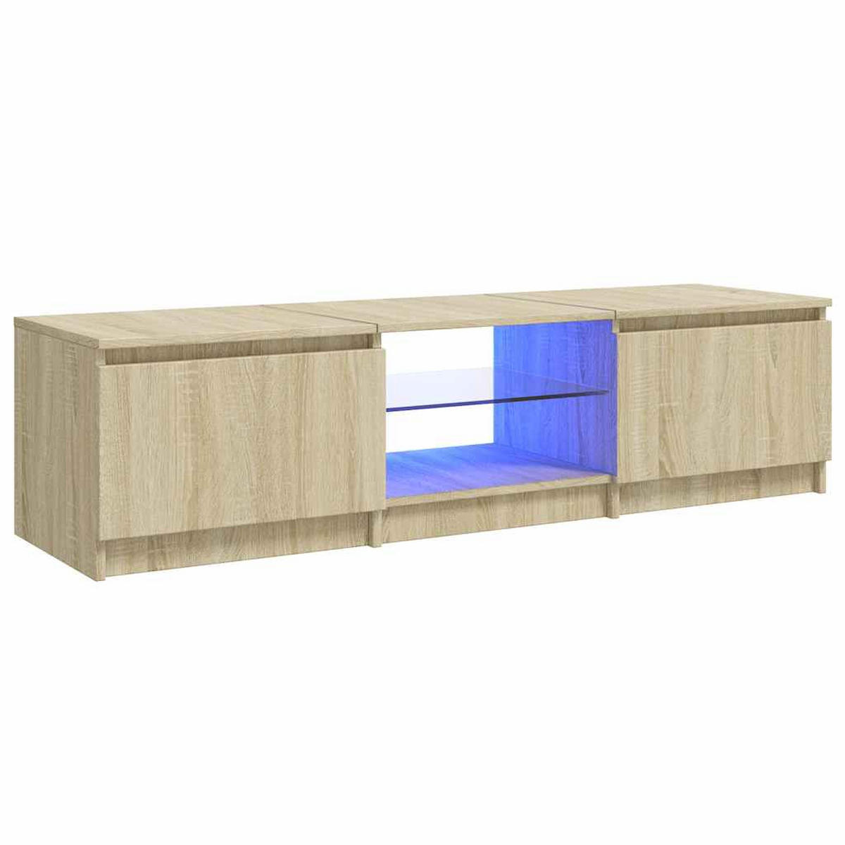 LOWBOARD mit Led-Leuchten 140/40/36 cm aus Holzwerkstoff in Sonoma-Eiche Dekor - Sonoma Eiche, Holz (140/36/40cm) - vidaXL