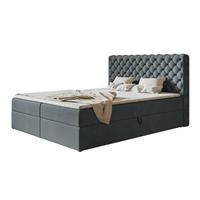 BOXBETT MIAMI mit 2 Bettkästen, 180x200, Farbe: Dunkelgrau, Velourstoff, Doppelbett mit Bonell-Matratze - Dunkelgrau, Holz/Kunststoff (180/200cm) - Alpi-Möbel