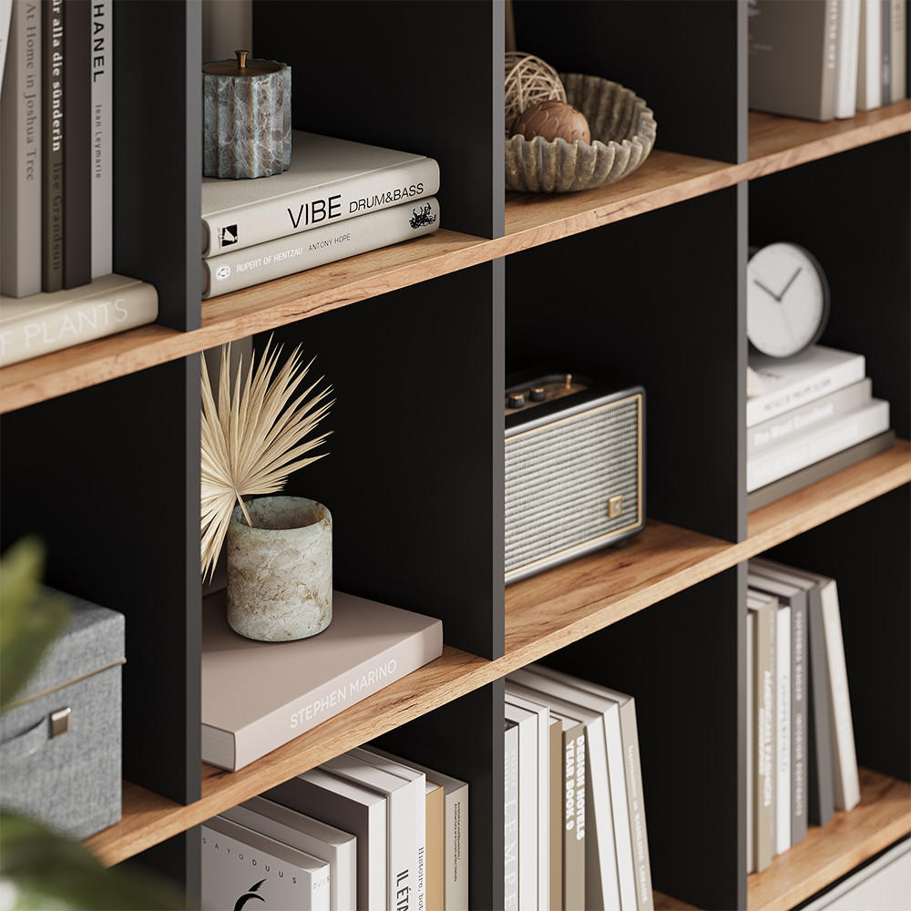 RAUMTEILER Karree Anthrazit/Goldkraft Eiche 138.5 x 142.5 cm - Honigeiche/Anthrazit, Holzwerkstoff (142.4/143/29cm) - Vicco