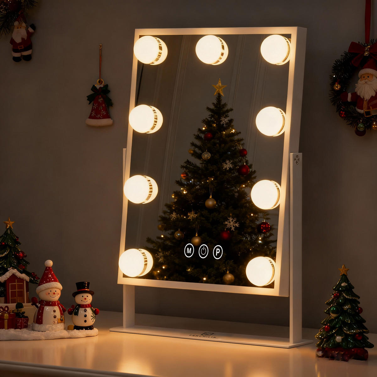 SCHMINKSPIEGEL mit LED-Beleuchtung weiß 25/30 cm - Weiß, Metall (25/30/3cm) - VANITII