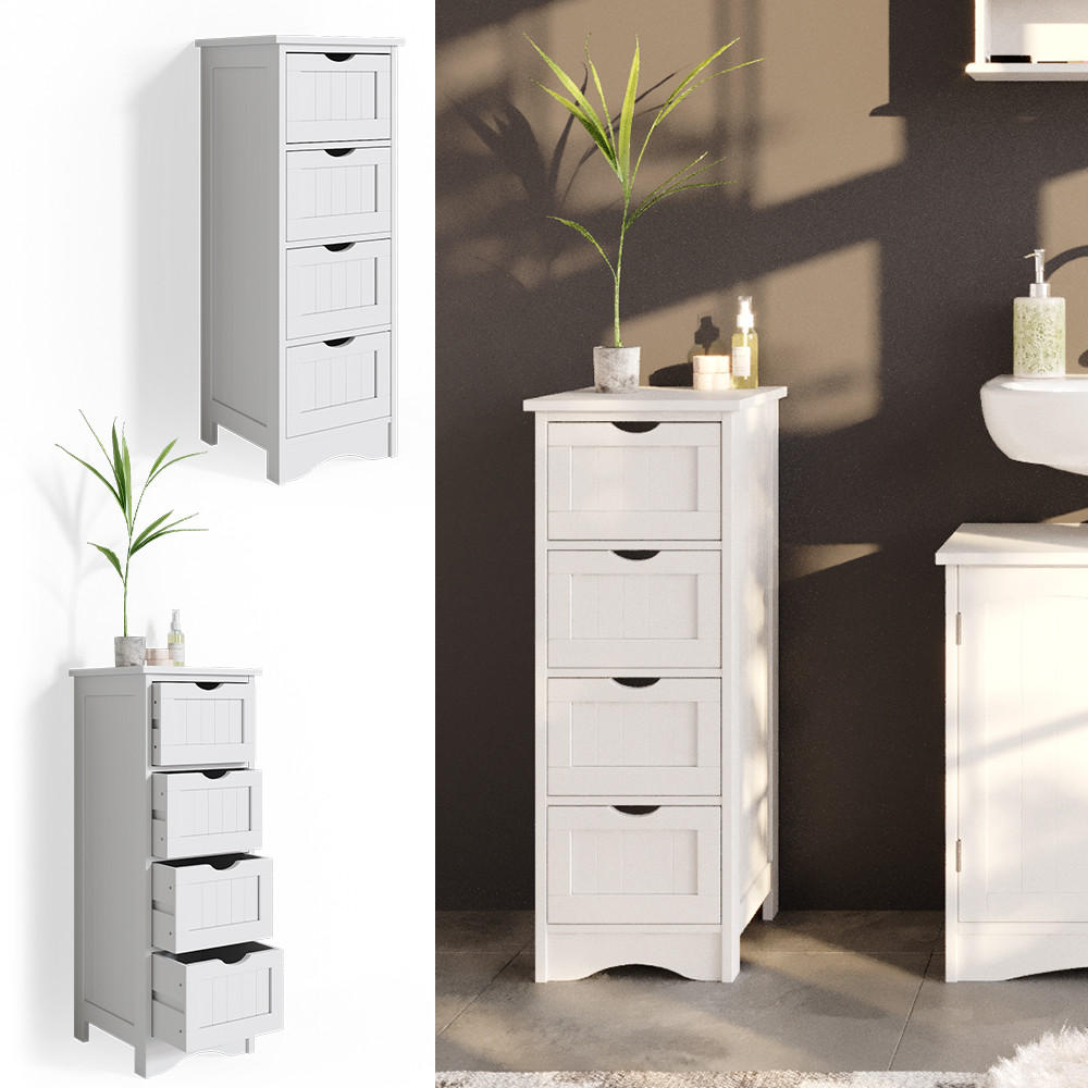 BADSCHRANK Bianco Weiß 30 x 81 cm - Weiß, Holzwerkstoff (30/81/30cm) - Vicco
