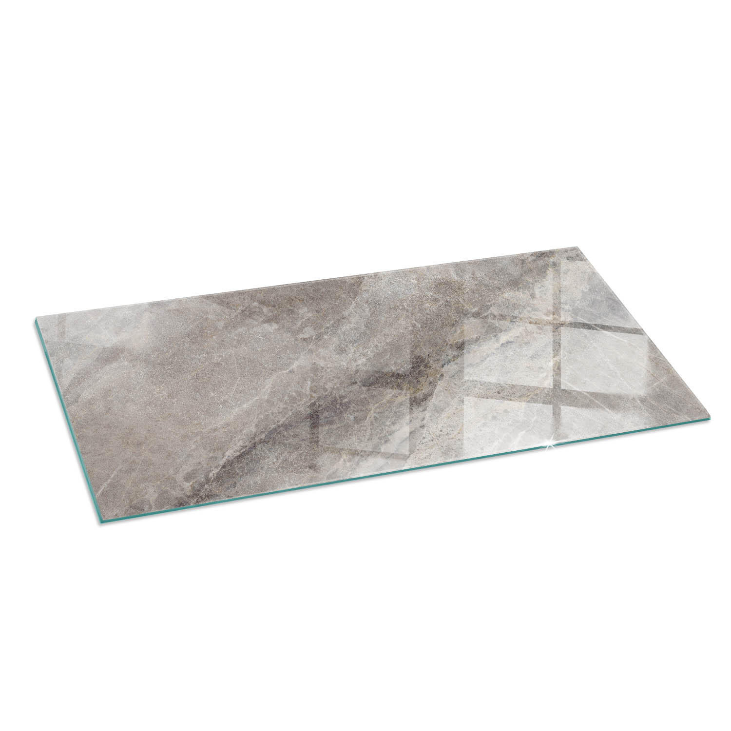 GLASPLATTE für Kamin 125x50 cm Grau - Grau, Glas (125/50/0.4cm) - ArtPrintCave