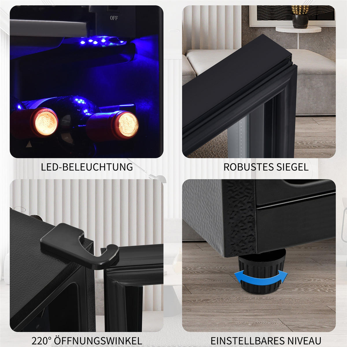 MINIKÜHLSCHRANK 76L LED Energieeffizient - Schwarz, Metall (40/71.6/43.5cm) - Kaket