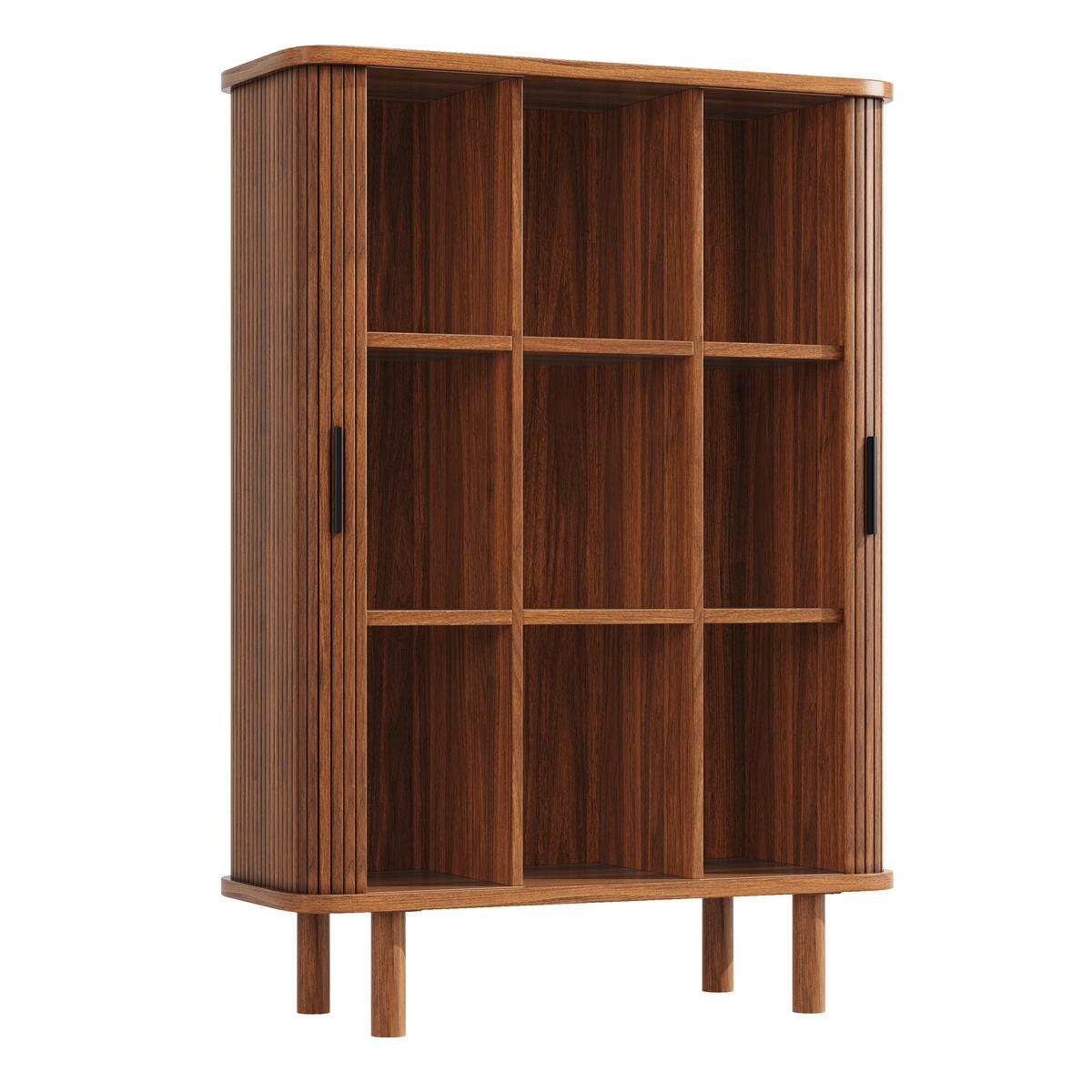 HIGHBOARD DE-38497 110/40/160 cm mit Rollladentür und geriffelter Front Dunkelbraun - Dunkelbraun, Holzwerkstoff (110/160/40cm) - ComfortXL