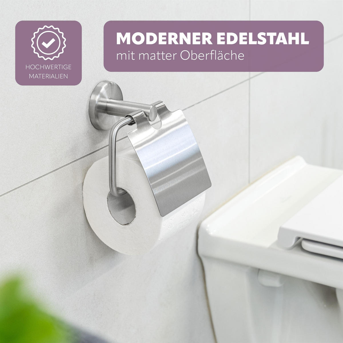TOILETTENPAPIERHALTER PIAZZA, Edelstahl - Edelstahlfarben, Metall (16.5/14/7cm) - bremermann