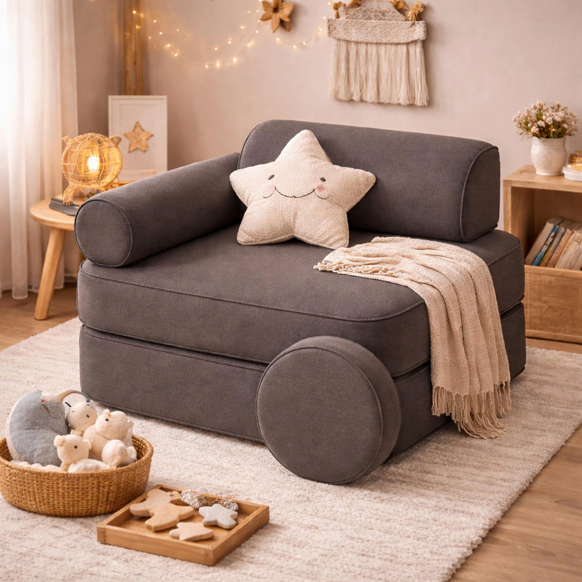 MODULARER Kindersessel weich – flexibler Spiel- und Loungesessel für Kinder - Braun, Textil (60/50/60cm) - Bees & Blooms