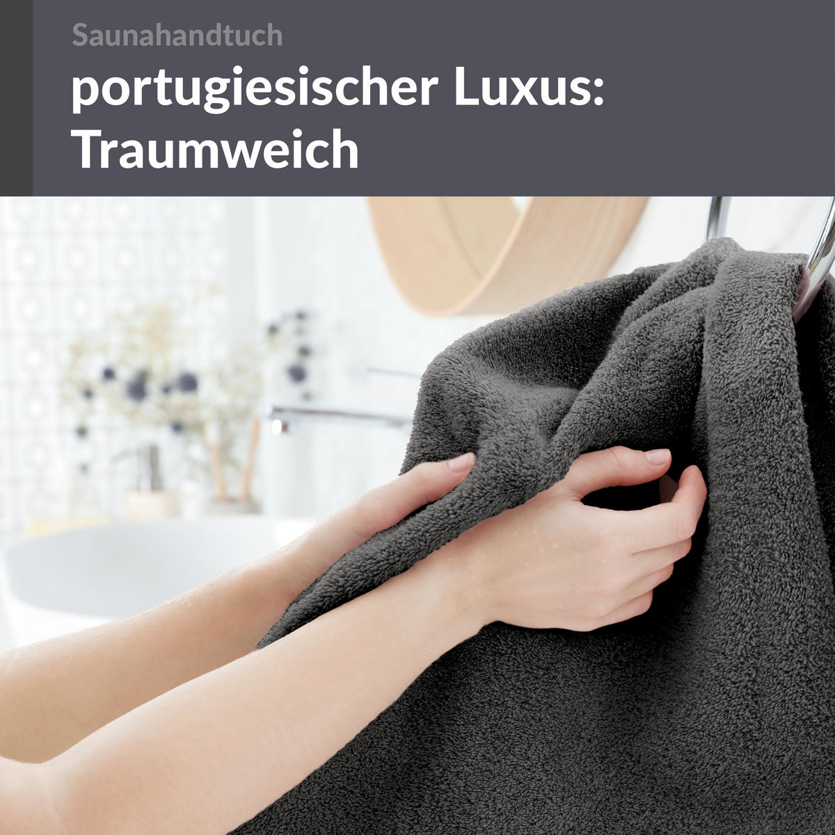 BADETUCH London Anthrazit Grau 100x200 cm - Anthrazit, Textil (100/200cm) - Lashuma
