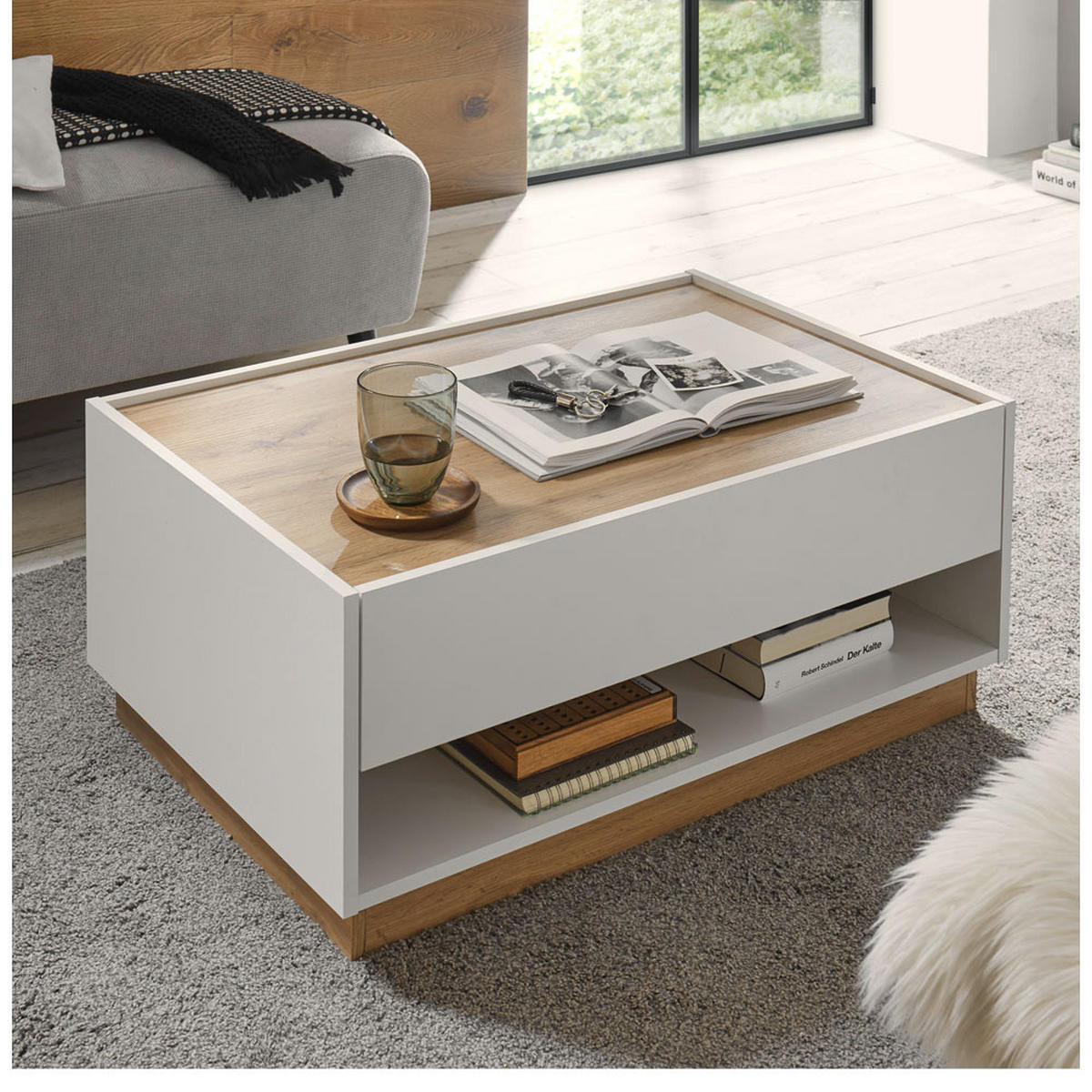 COUCHTISCH Crisp-61 - Weiß, Holzwerkstoff (60/90/38cm) - Lomado