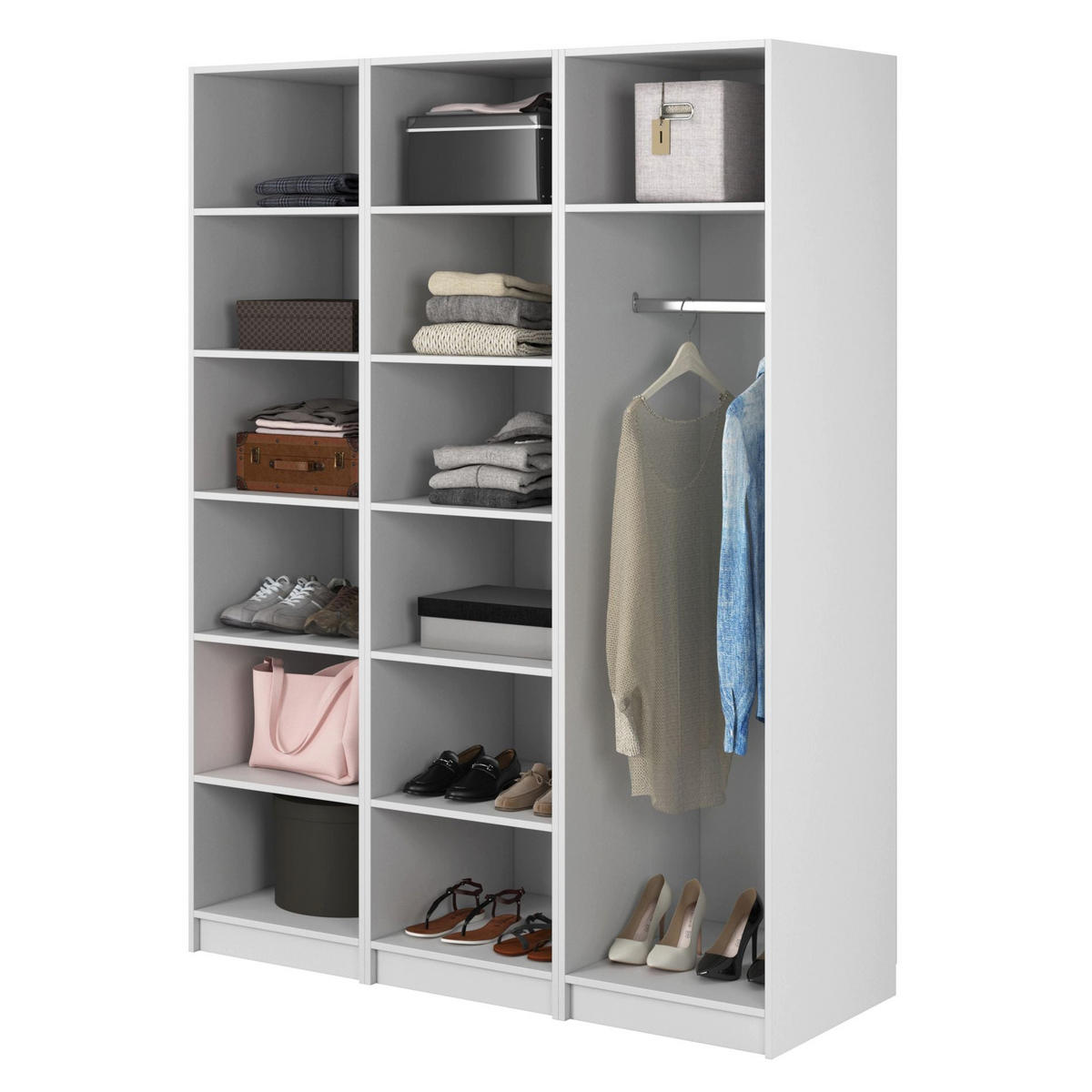 KLEIDERSCHRANK Moonir Weiß 150 cm - Goldfarben/Weiß, Holzwerkstoff/Metall (150/200.5/57cm) - Selsey