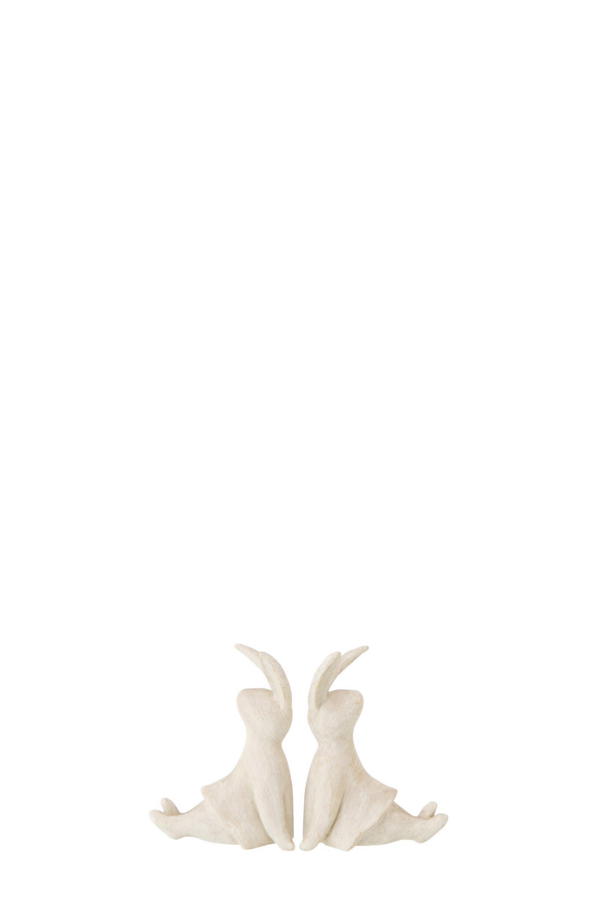 DEKO KANINCHEN SITZEND (2ER SET) - Beige, Glas/Naturmaterialien (7.5/10/6cm) - J-Line
