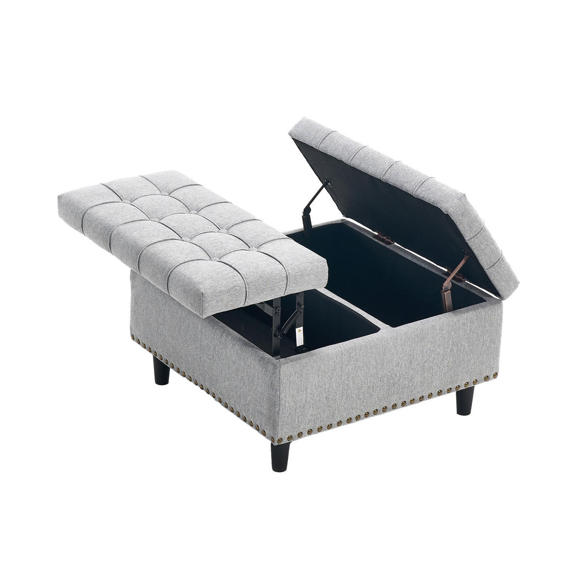 HOCKER Couchtisch,Aufbewahrungsstuhl,höhenverstellbar,Leinen,Grau - Grau, Metall (75/41/75cm) - LVHOM
