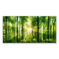 LEINWANDBILD 120x60 cm Sonnenstrahlen im Wald - Gelb/Hellgrün, Textil (120/4cm) - TULUP
