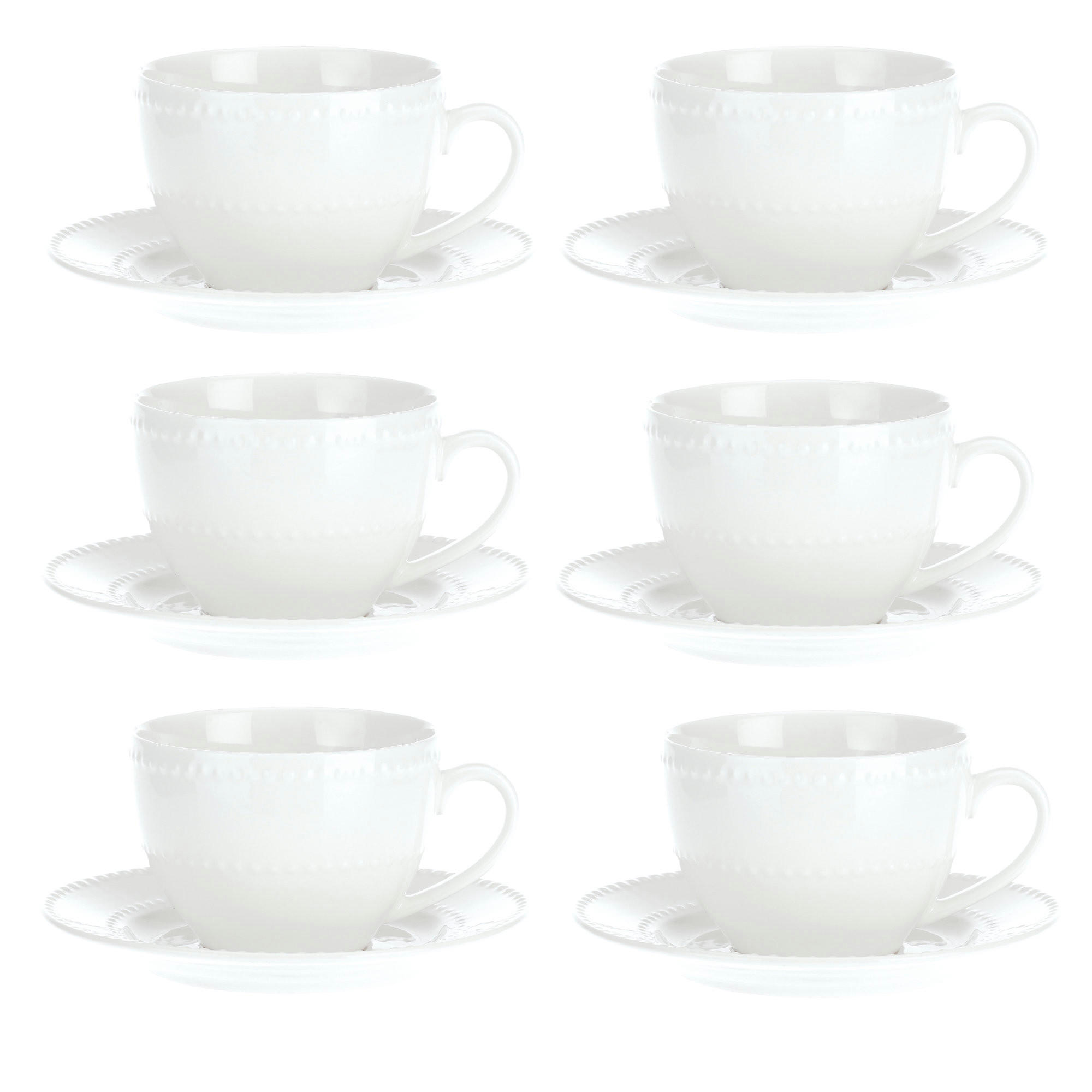 KAFFEETASSEN Set 6 Stück mit Untertasse Collina - Weiß, Keramik (11.5/8/11.5cm) - La Porcellana Bianca