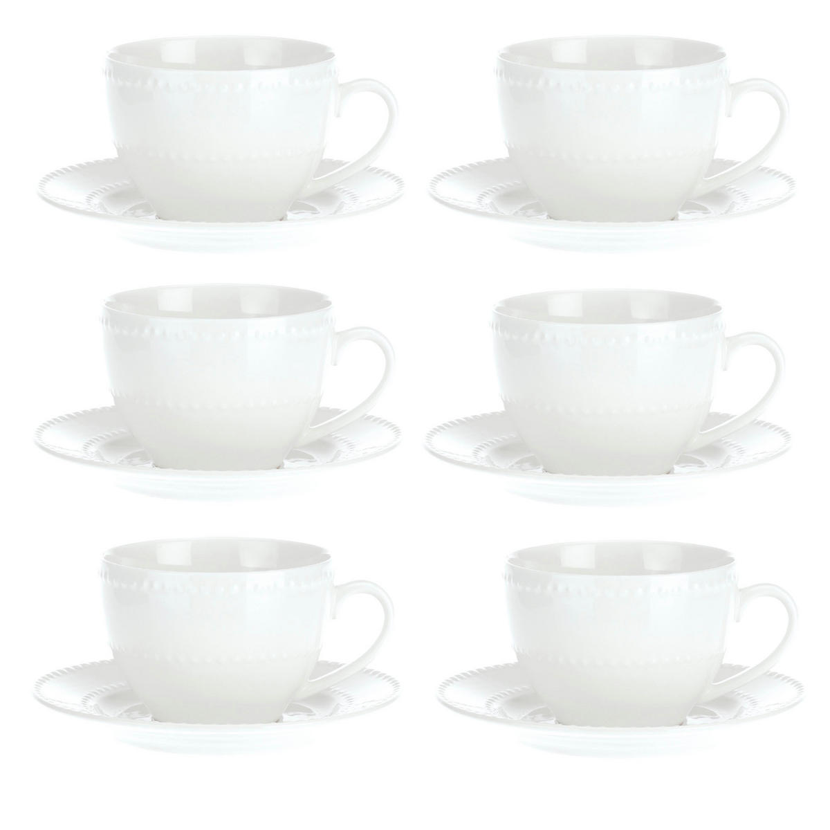 KAFFEETASSEN Set 6 Stück mit Untertasse Collina - Weiß, Keramik (11.5/8/11.5cm) - La Porcellana Bianca