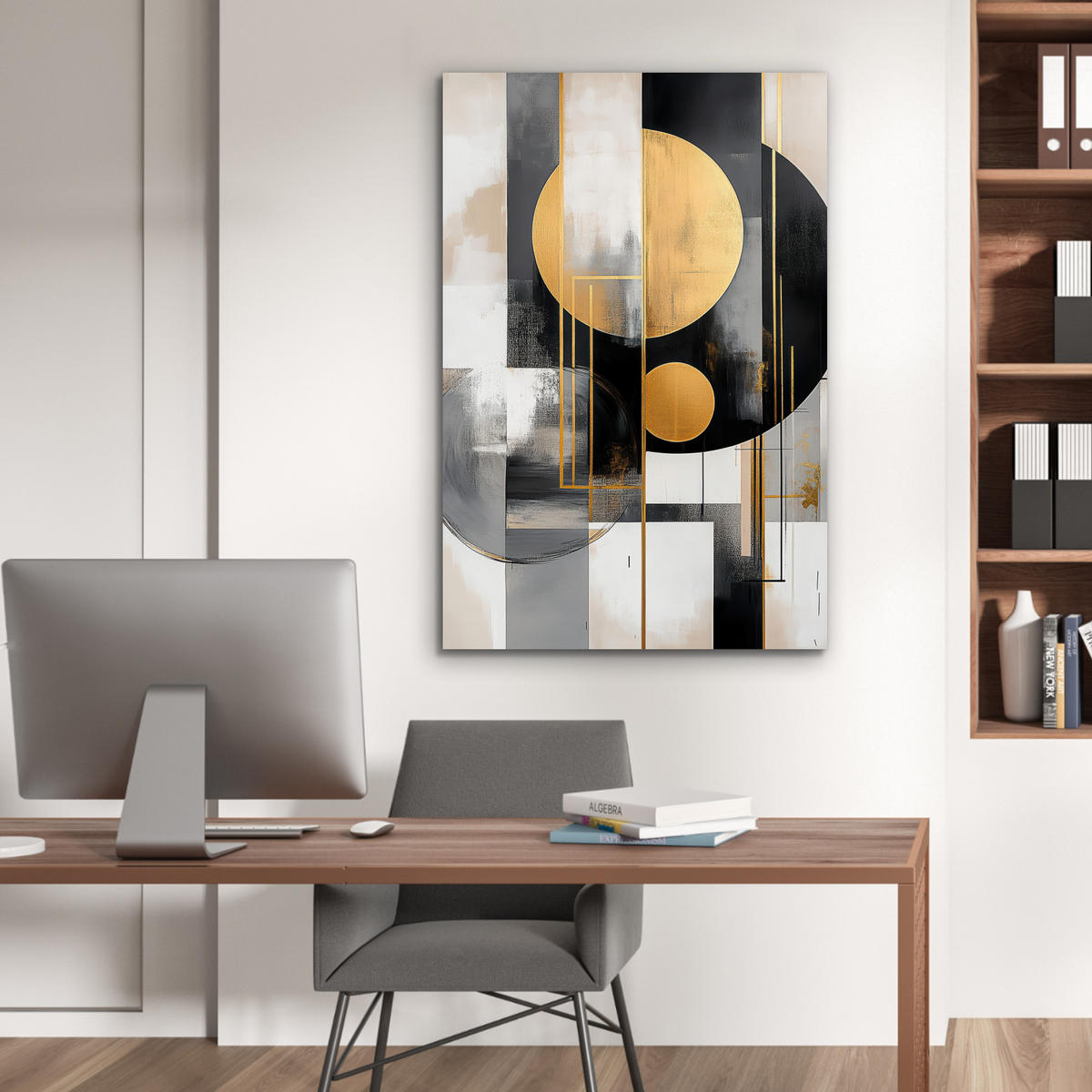 METALLBILD Abstrakt - Gold - Silber - Formen - Ästhetisch - Modern 60x90 cm - Goldfarben, Metall (60/90cm) - MuchoWow
