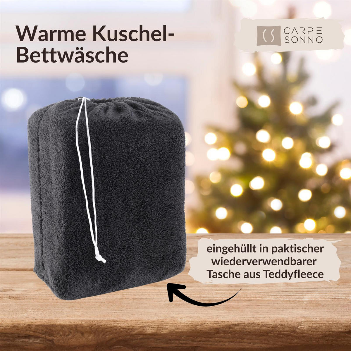 WINTER-BETTWÄSCHE 135x200 Teddy Fleece Warmer Plüsch Bettbezug Kuschelig - Anthrazit - Anthrazit, Textil (135/200cm) - Carpe Sonno