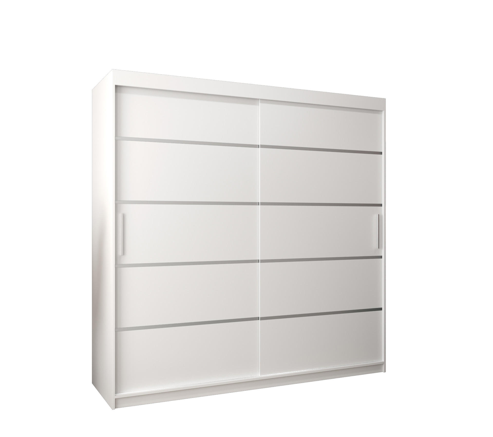 Abiks Möbel SCHWEBETÜRENSCHRANK Weiß, Silber 200cm × 62cm × 200cm