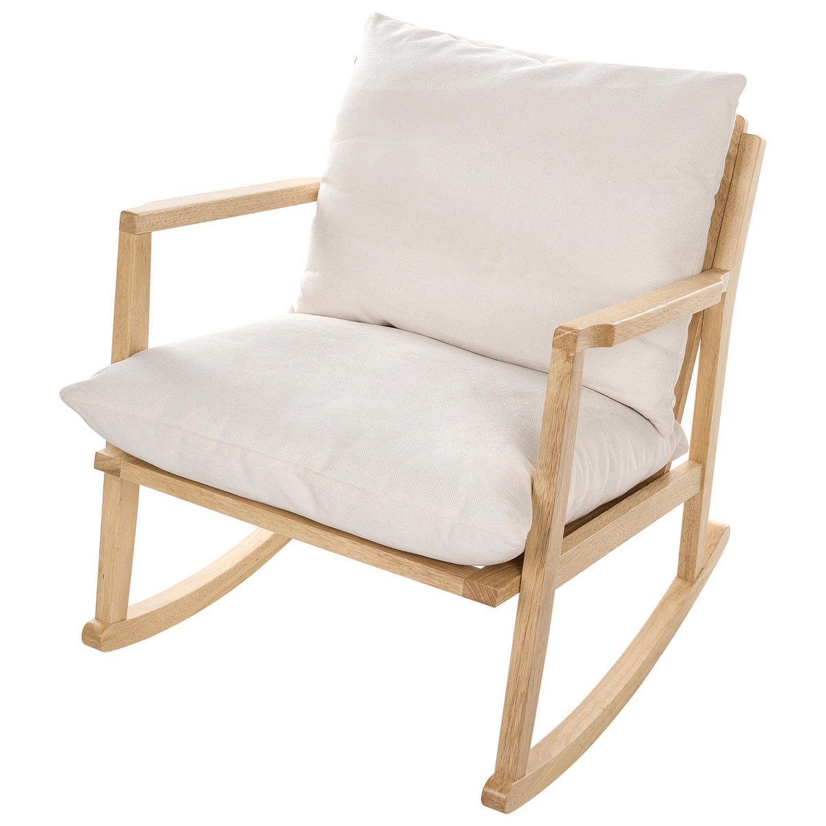 HOUPACÍ KŘESLO Dřevo Světle hnědé/Světle béžové Kjevik - hnědá/béžová, textil (65/75/75cm) - Beliani