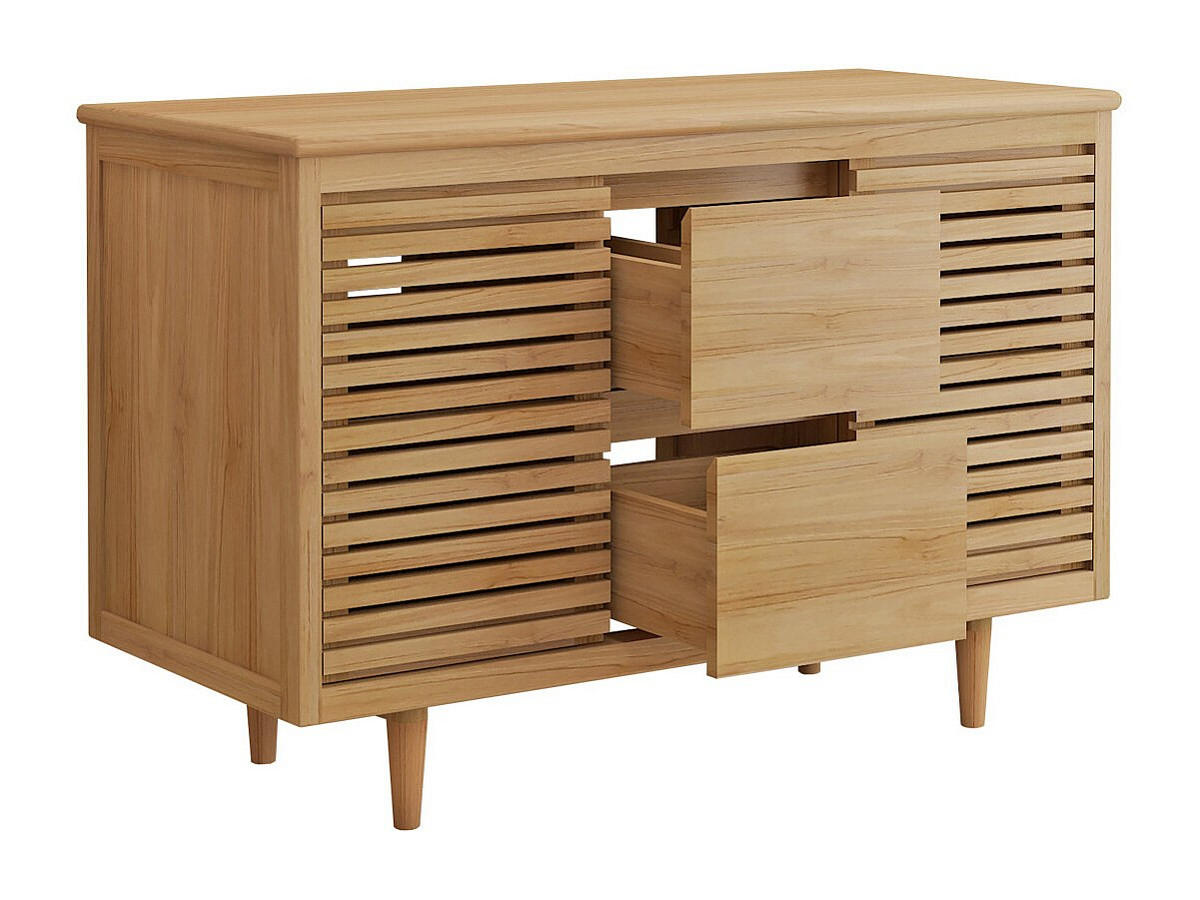 WASCHBECKENUNTERSCHRANK - 120 cm x 55 cm - holz - naturfarben hell Toraja - Naturfarben, Holz (120/80/55cm) - Vente-Unique