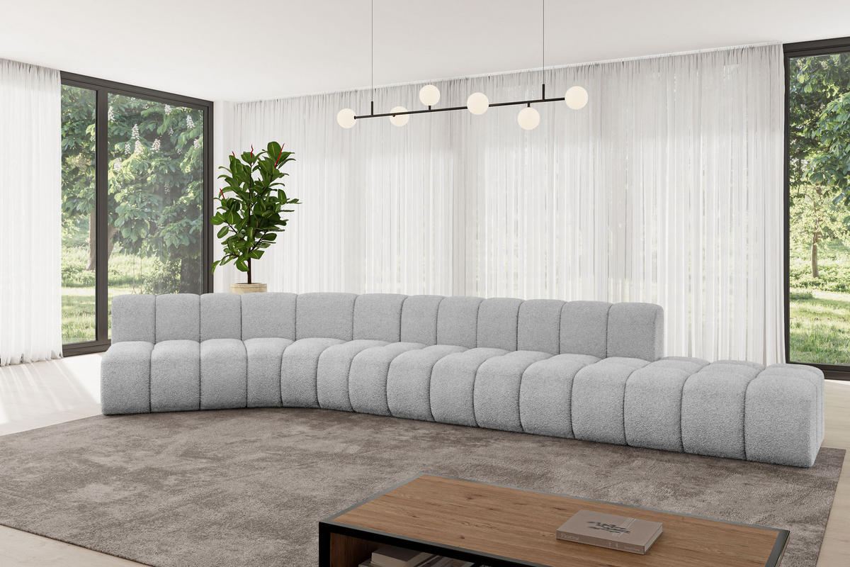 ECKSOFA modulares Sofa Brilo-L2 - 471x174x70 cm Hellgrau - Hellgrau, Holzwerkstoff/Textil (471/174cm) - ALTDECOR