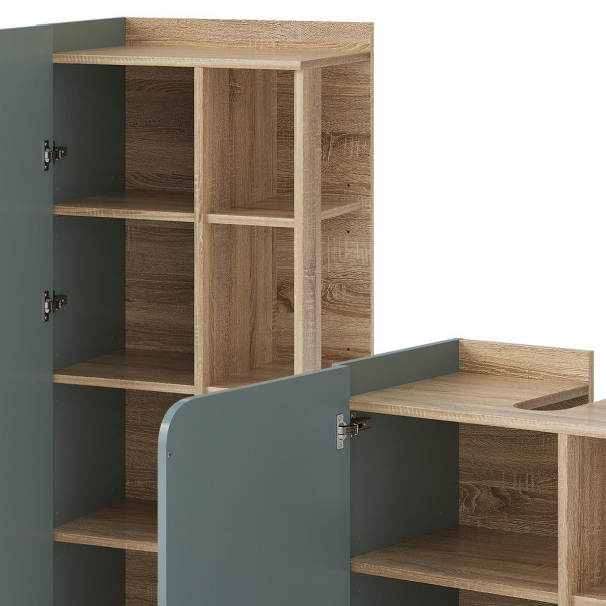 BADMÖBEL-SET Karen Blau-Grau 3 Teile - Blau, Holzwerkstoff (60/65/35cm) - Vicco