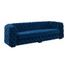SOFA Chesterfield 3-Sitzer - Samt - Dunkelblau - STANLEY - Blau, Textil (237/68/97cm) - Vente-Unique