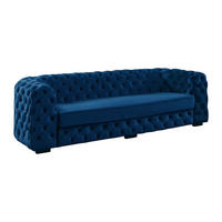 SOFA Chesterfield 3-Sitzer - Samt - Dunkelblau - STANLEY - Blau, Textil (237/68/97cm) - Vente-Unique