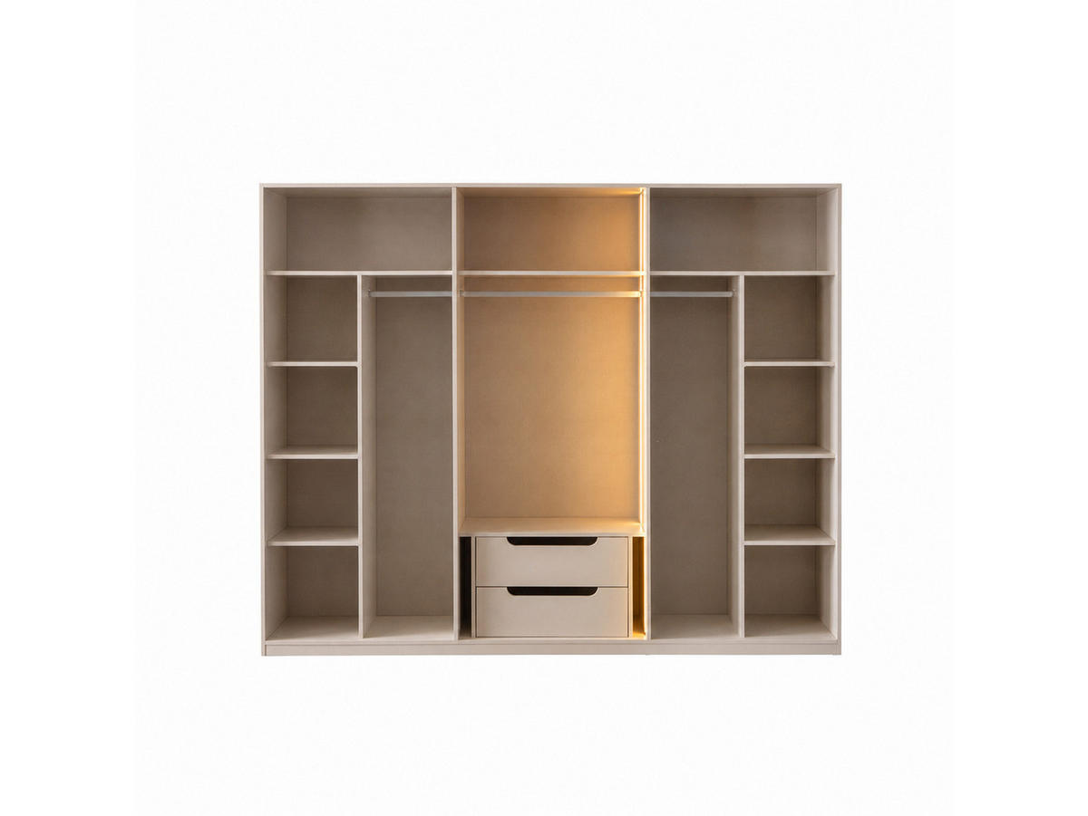 KLEIDERSCHRANK Maldiv 6 trg. - Beige, Holzwerkstoff (260/215/60cm)