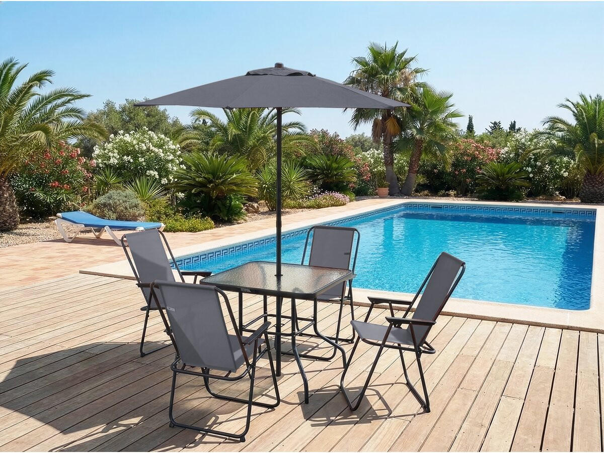 GARTEN-ESSMÖBELENSEMBLE convivia - Anthrazit, Metall - Habitat Garten